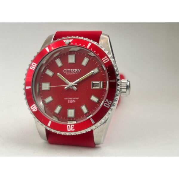 Citizen Automatic Men?s Diver Watch ? Red Dial, 150M Water Resistant, Rubber Strap