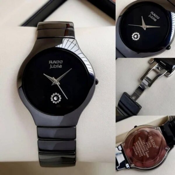 Rado Jubilee Ladies Black Ceramic Analog Watch Swiss Quartz Diamond Dial With Date