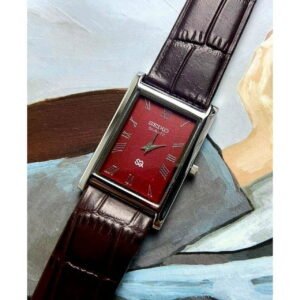 Seiko Men's Slim Quartz Watch ? Silver Case, Roman Numeral Dial, Elegant Design with Leather Strap