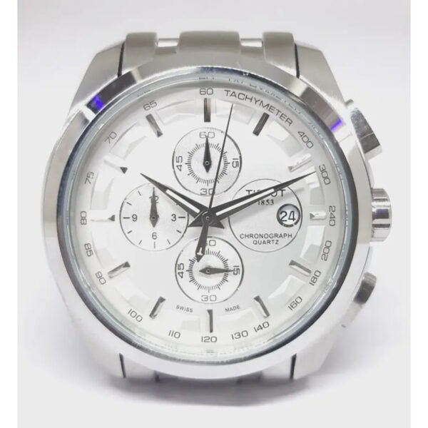 Tissot Chronograph Quartz Men?s Watch ? Silver Dial, Stainless Steel Tachymeter