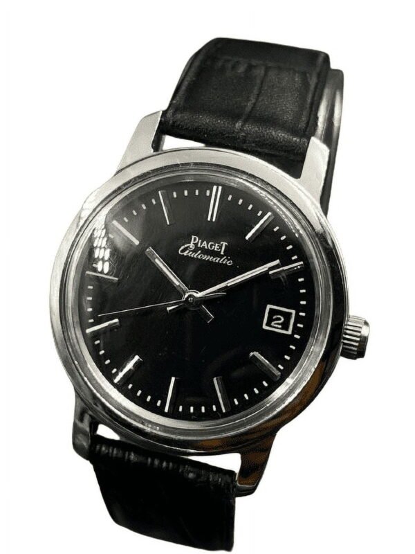 Piaget Men's Automatic Watch ? Classic Black Dial with Leather Strap