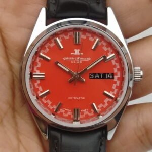 Vintage Jaeger-LeCoultre Club Automatic Men's Watch with Day/Date and Red Dial